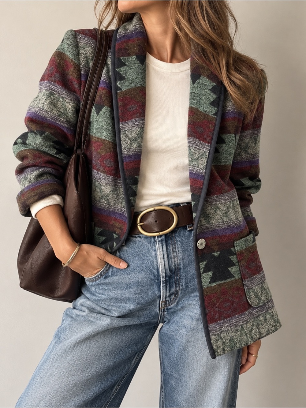 Vintage Southwestern Blanket Blazer Jacket Western Julia Klein